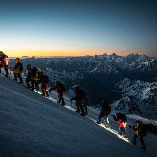 Mount Everest expedition in spring