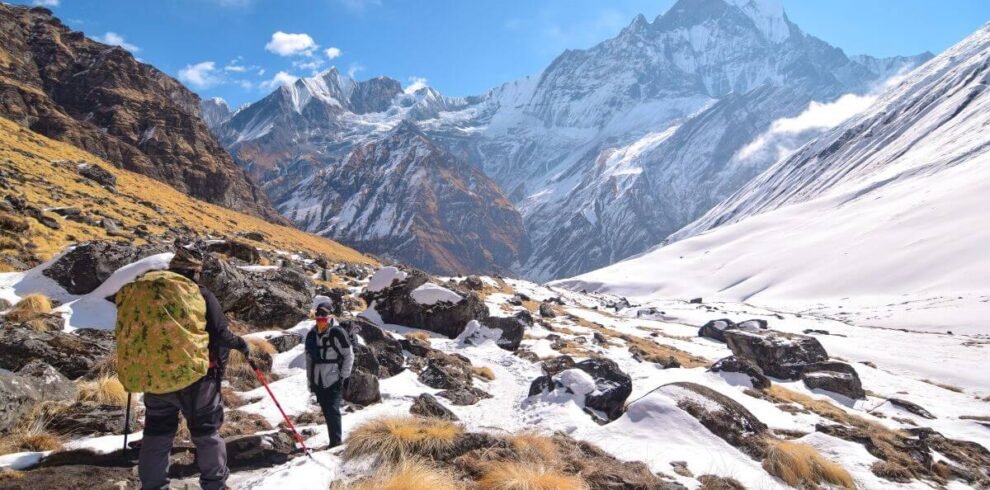 Trekker walking on the ABC Trail on autumn